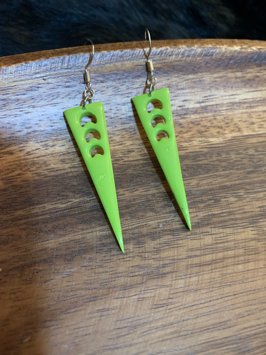 Green Triple Moon Spike Earrings