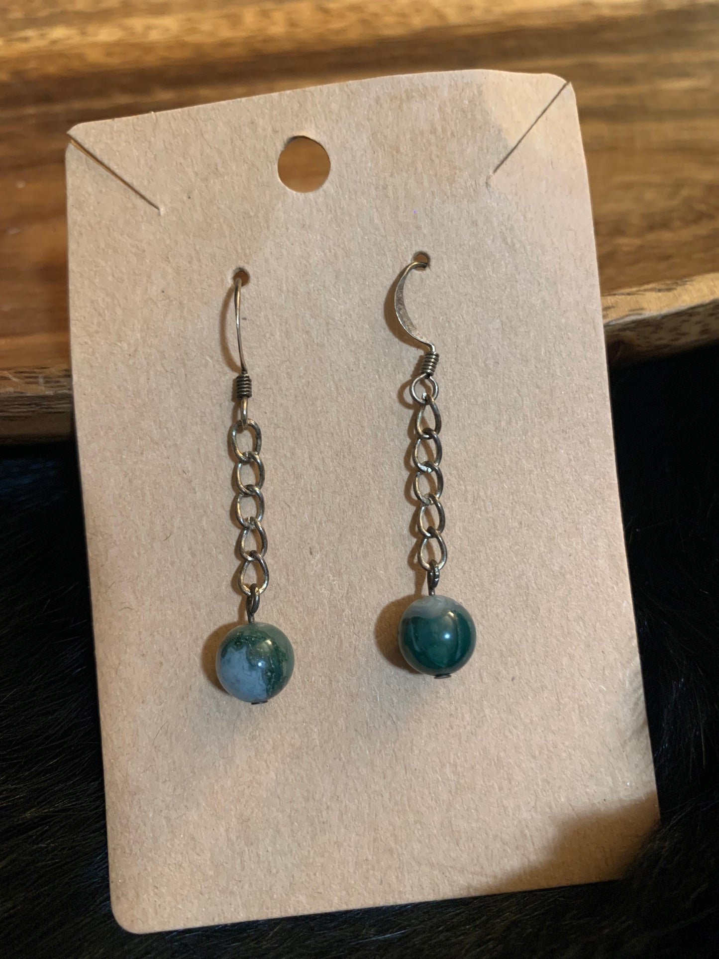 Moss Agate Dangle Earrings