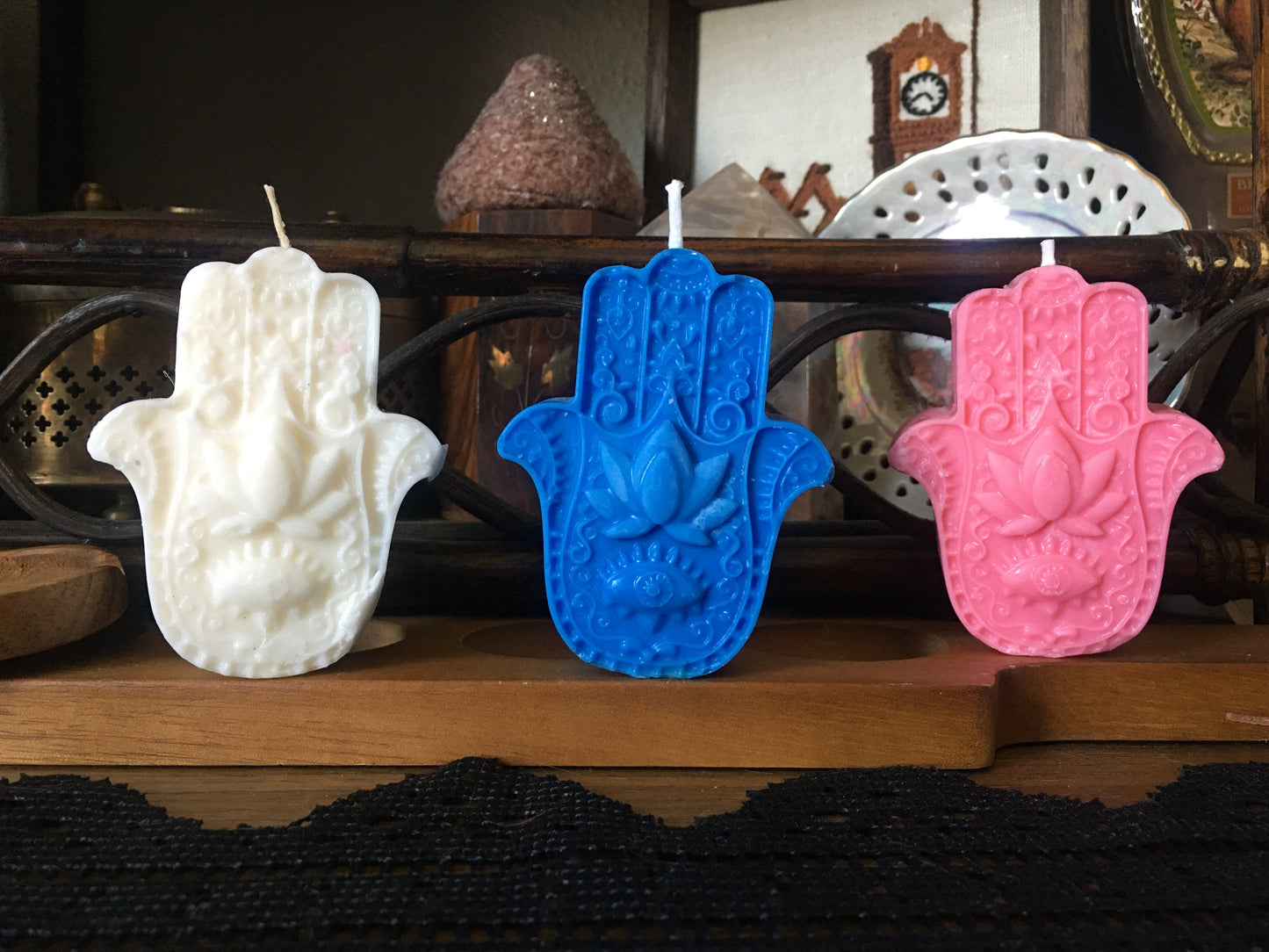 intention hamsa hand candles