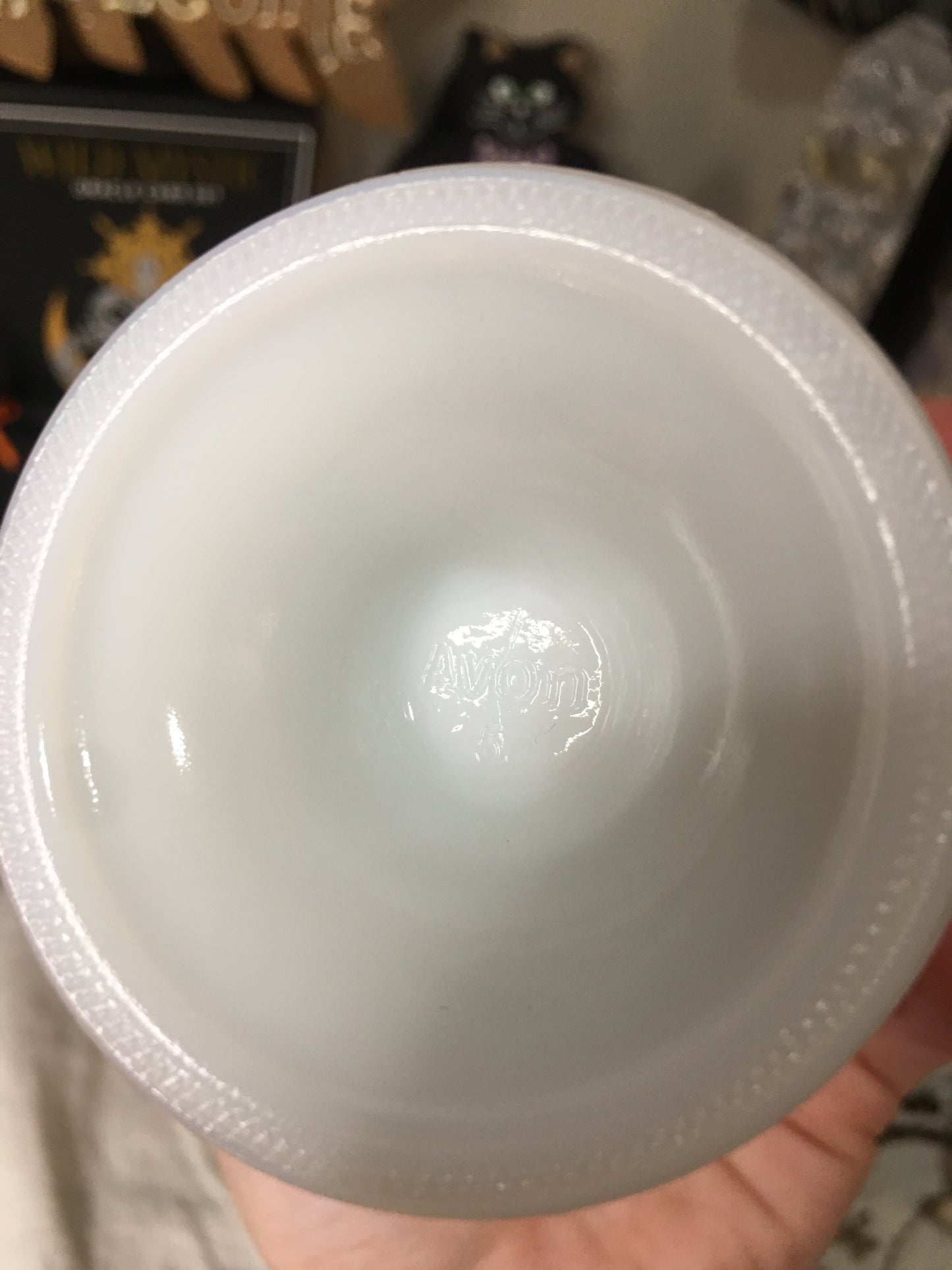 1960 avon milk glass candy dish