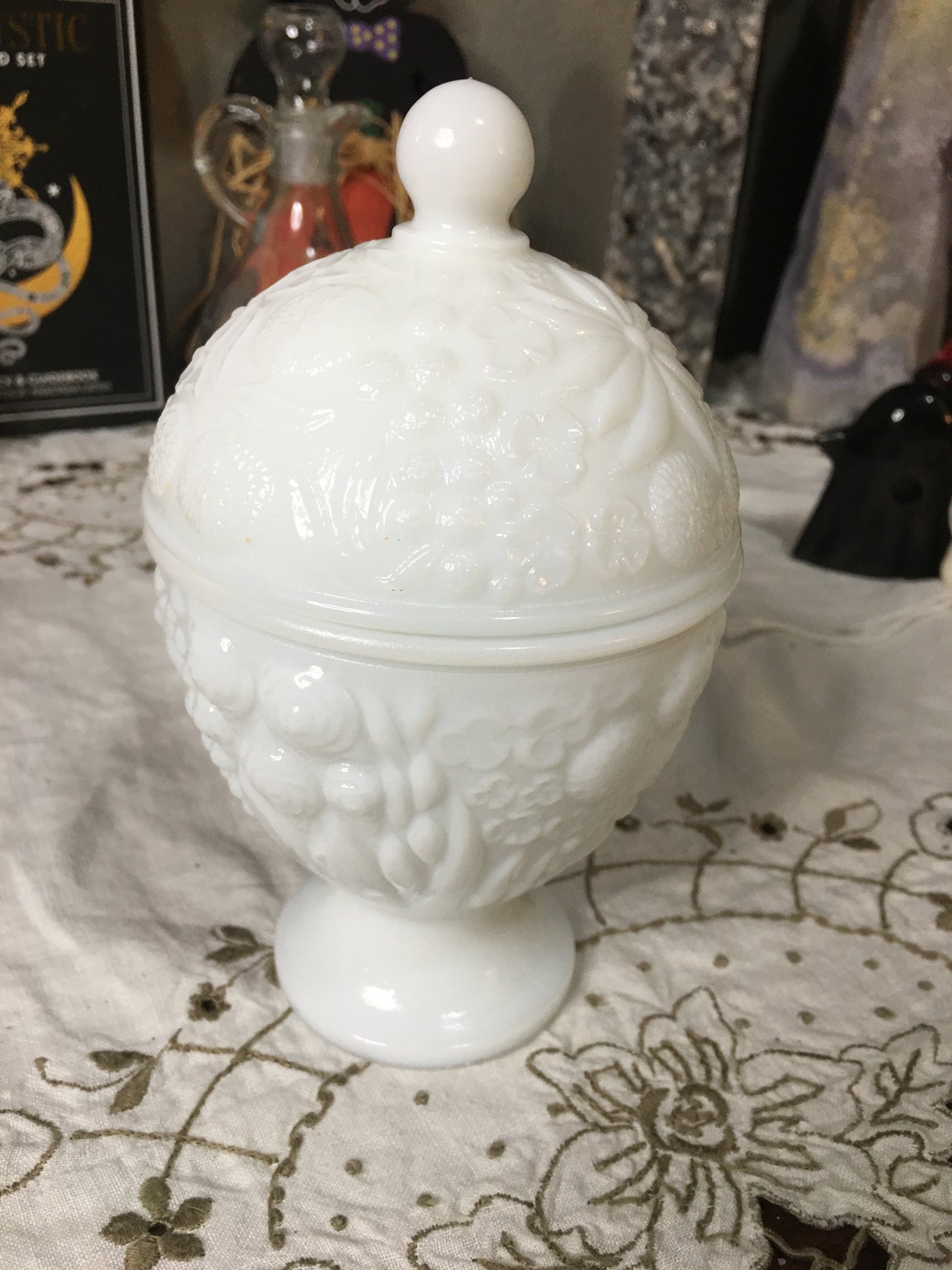 1960 avon milk glass candy dish