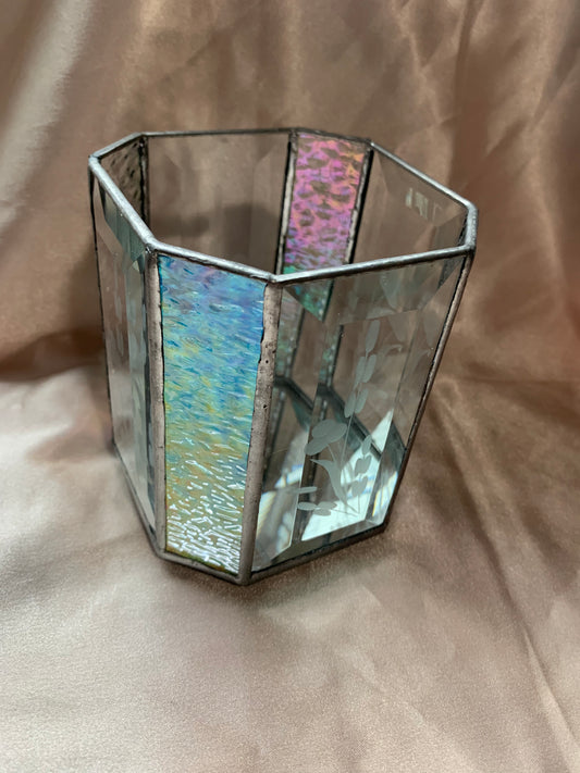 stained and etched glass canister