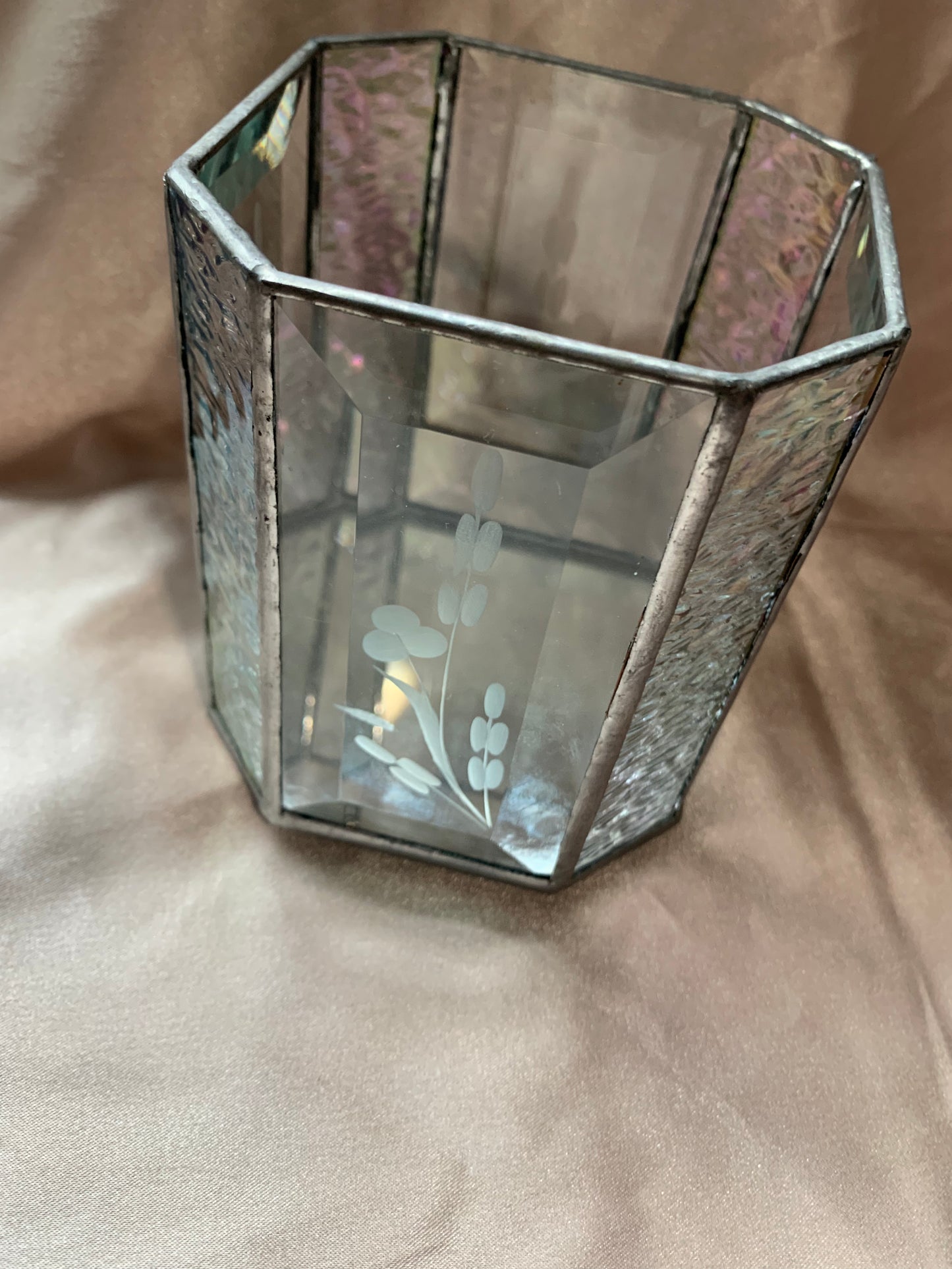 stained and etched glass canister