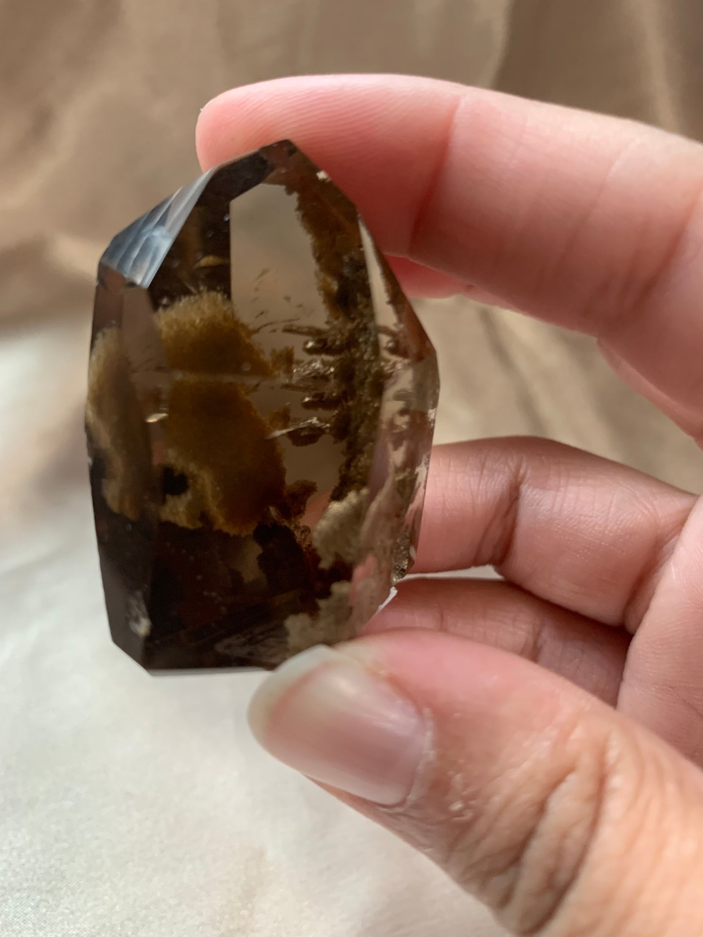 smoky citrine with lodolite tower