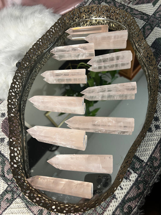 intuitive gemy rose quartz towers