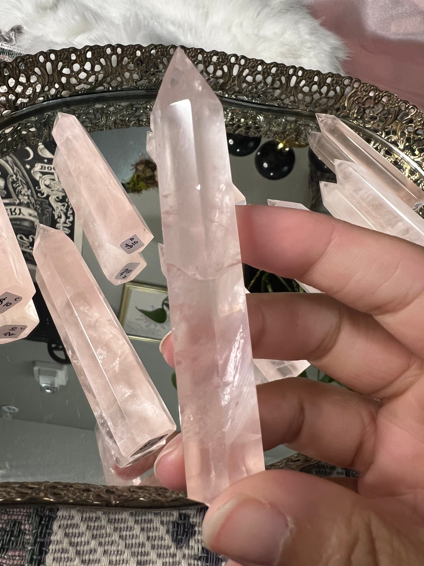 intuitive gemy rose quartz towers