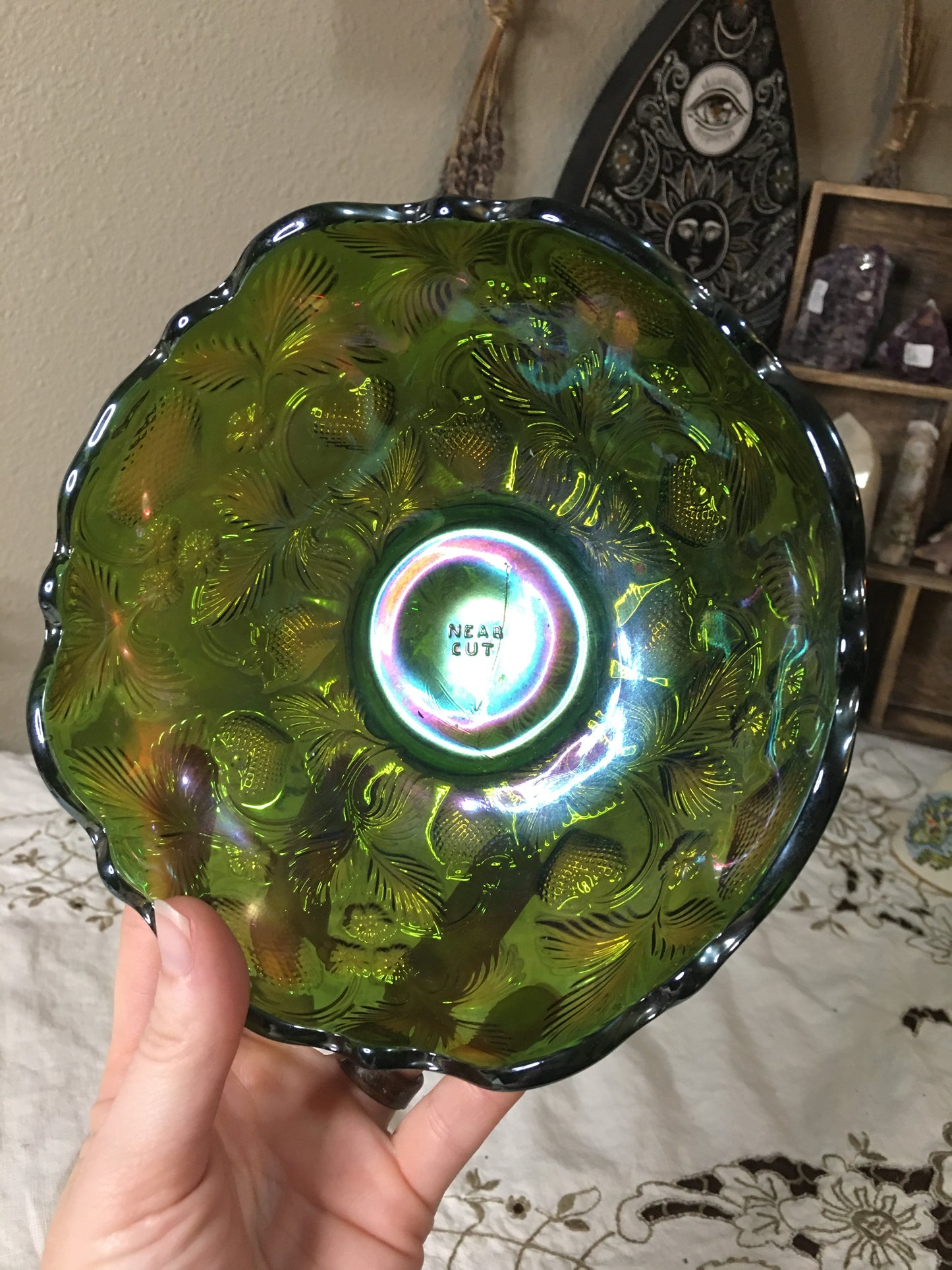 iridescent green bowl