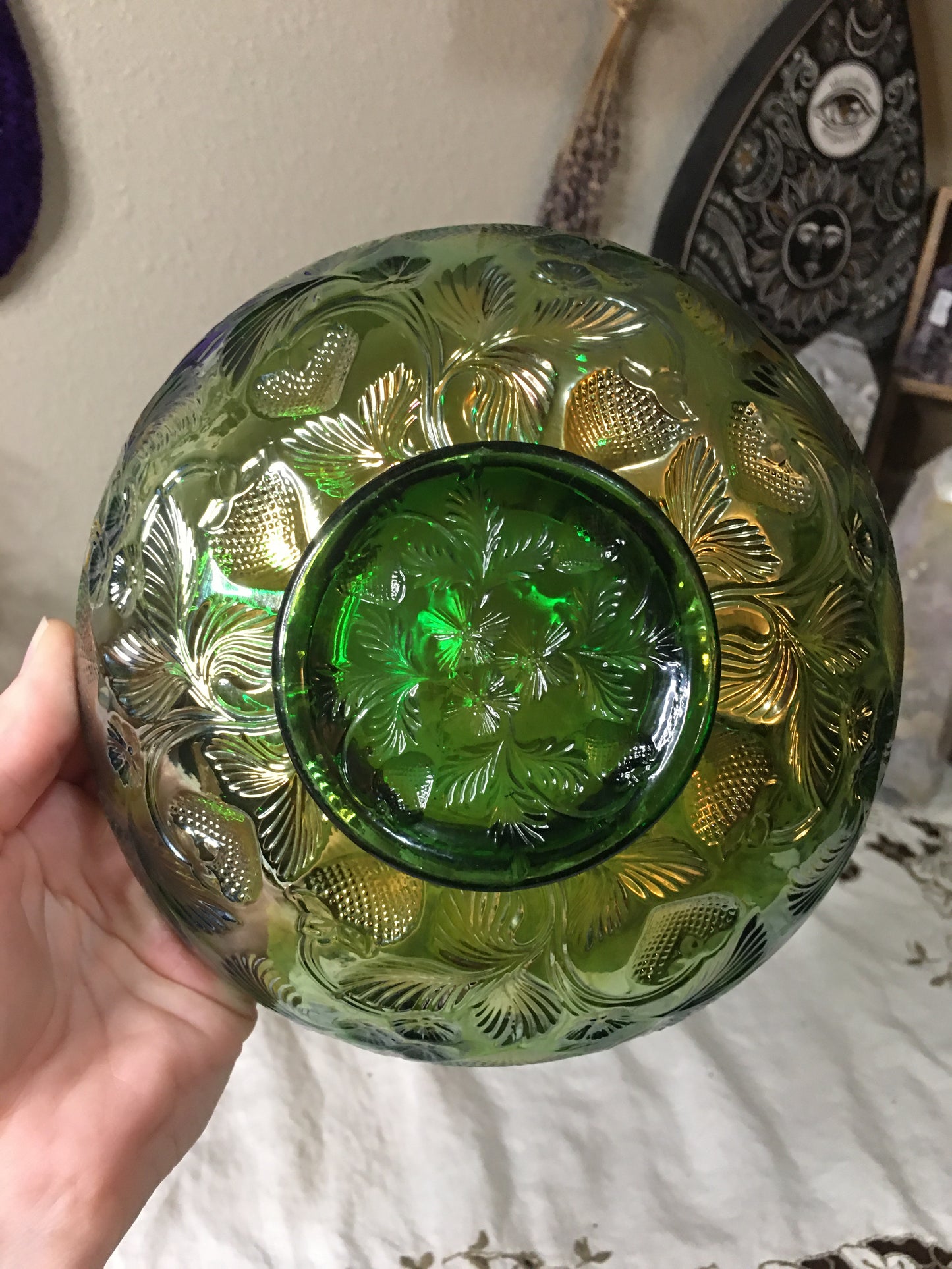 iridescent green bowl