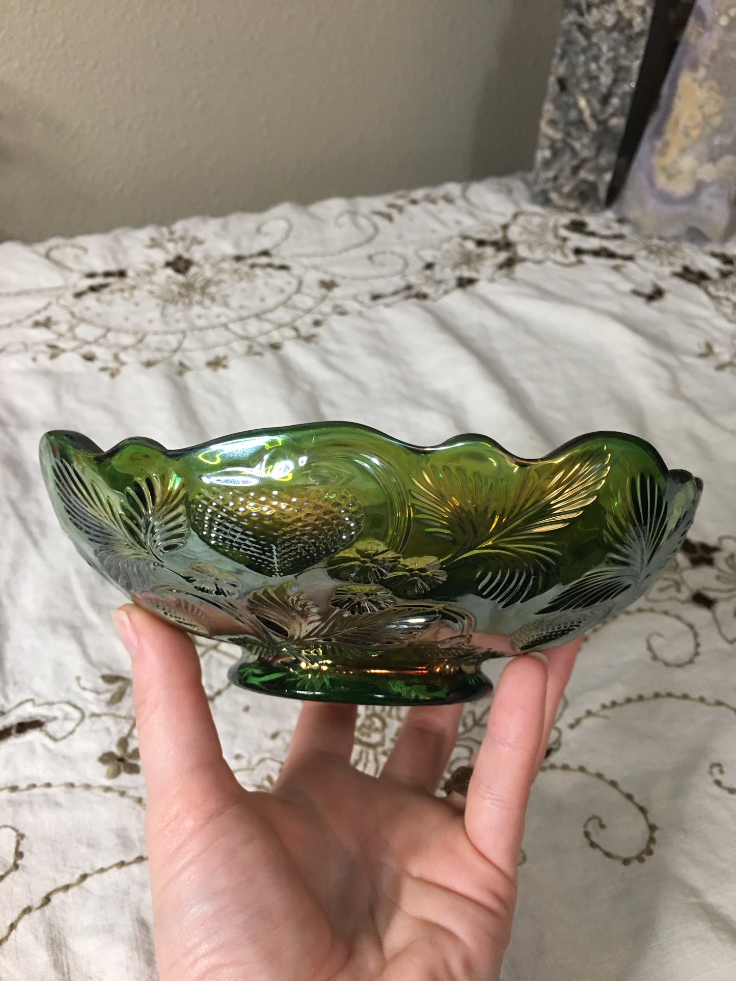 iridescent green bowl