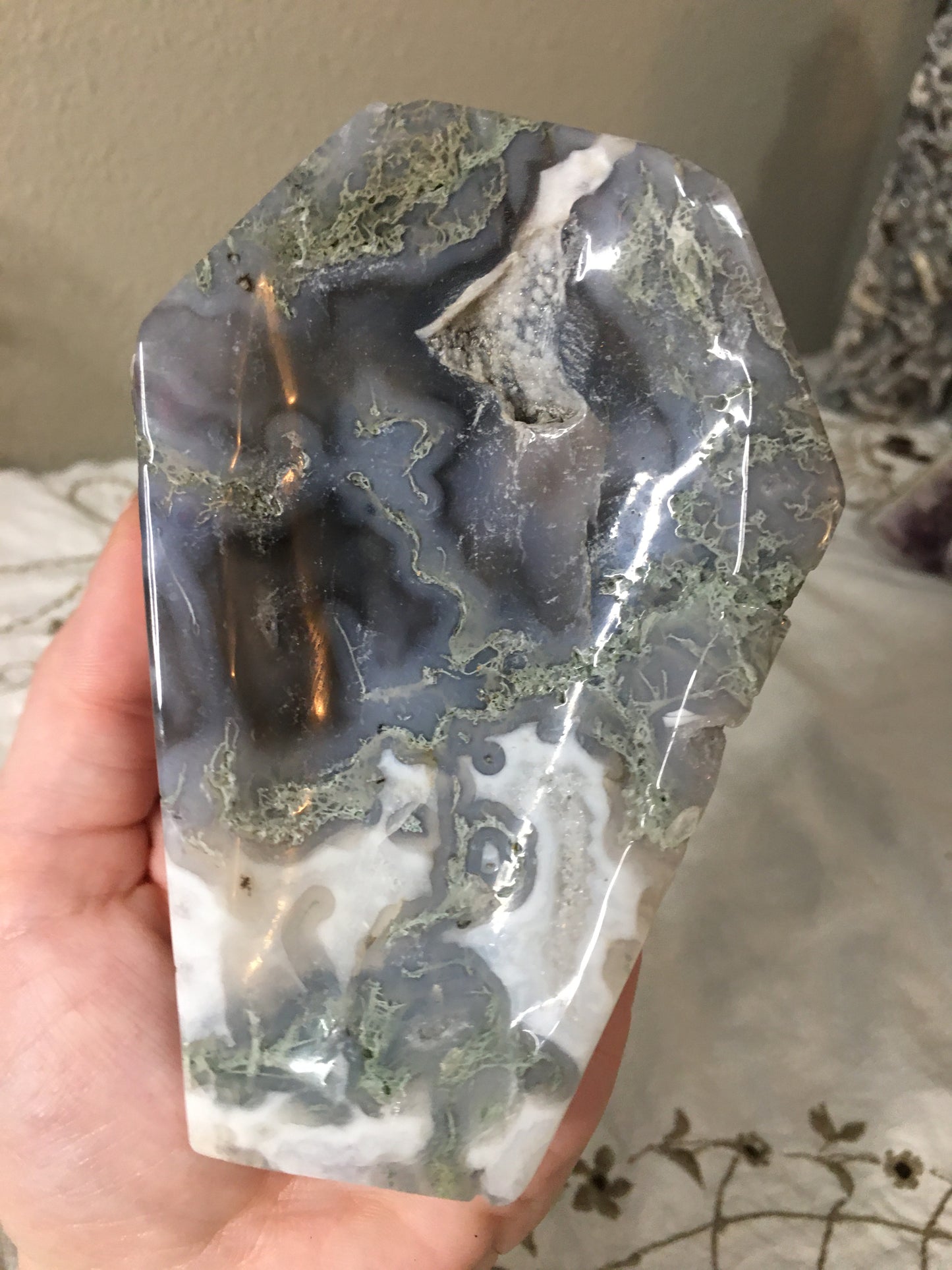 moss agate coffin dish