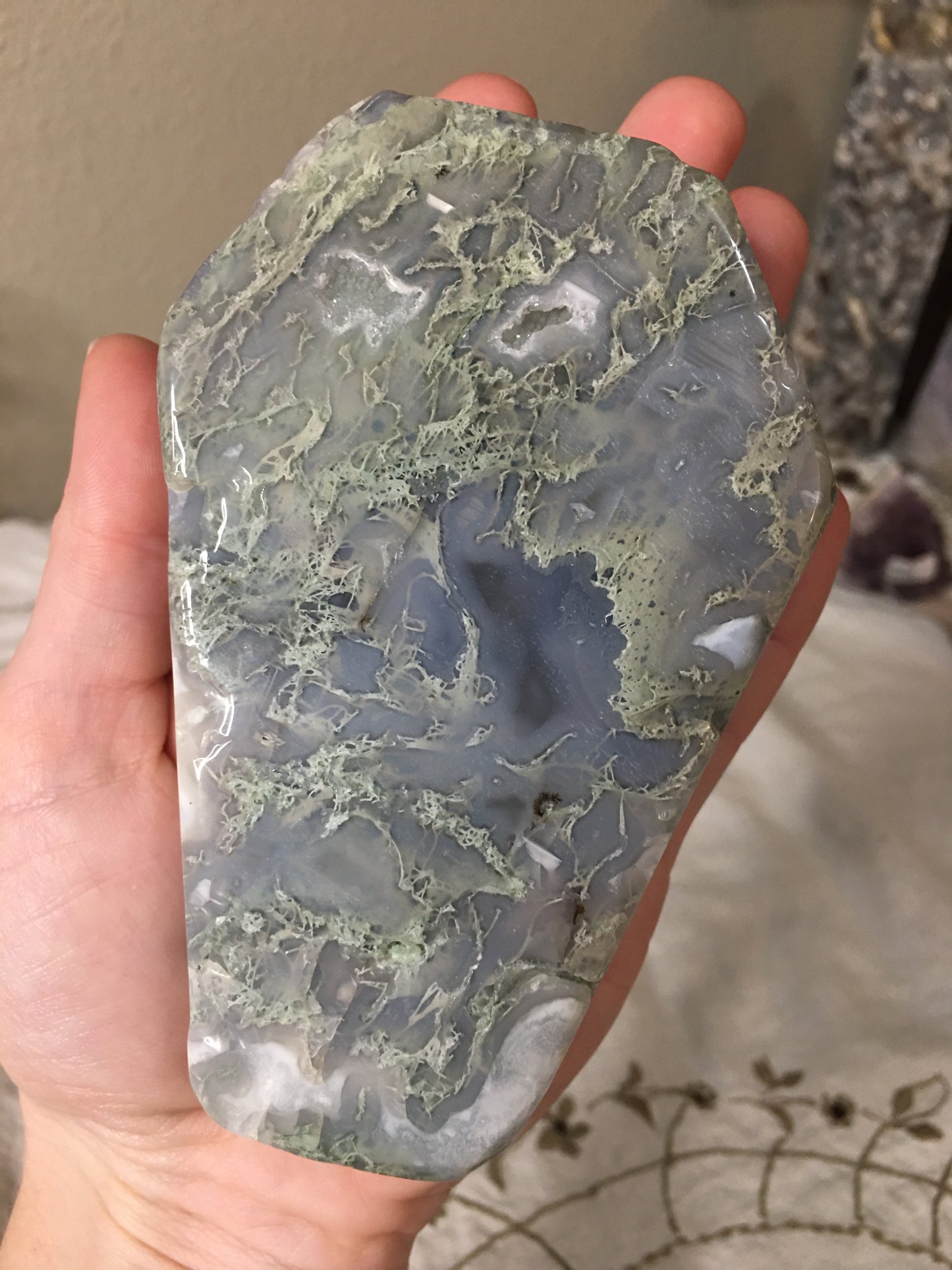 moss agate coffin dish