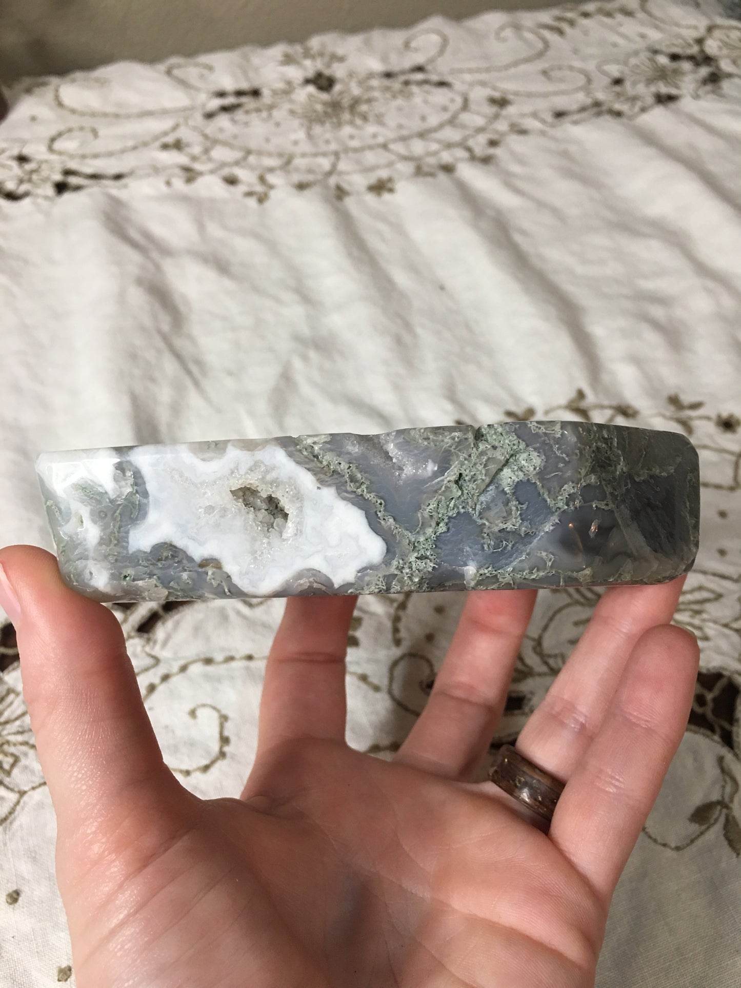 moss agate coffin dish