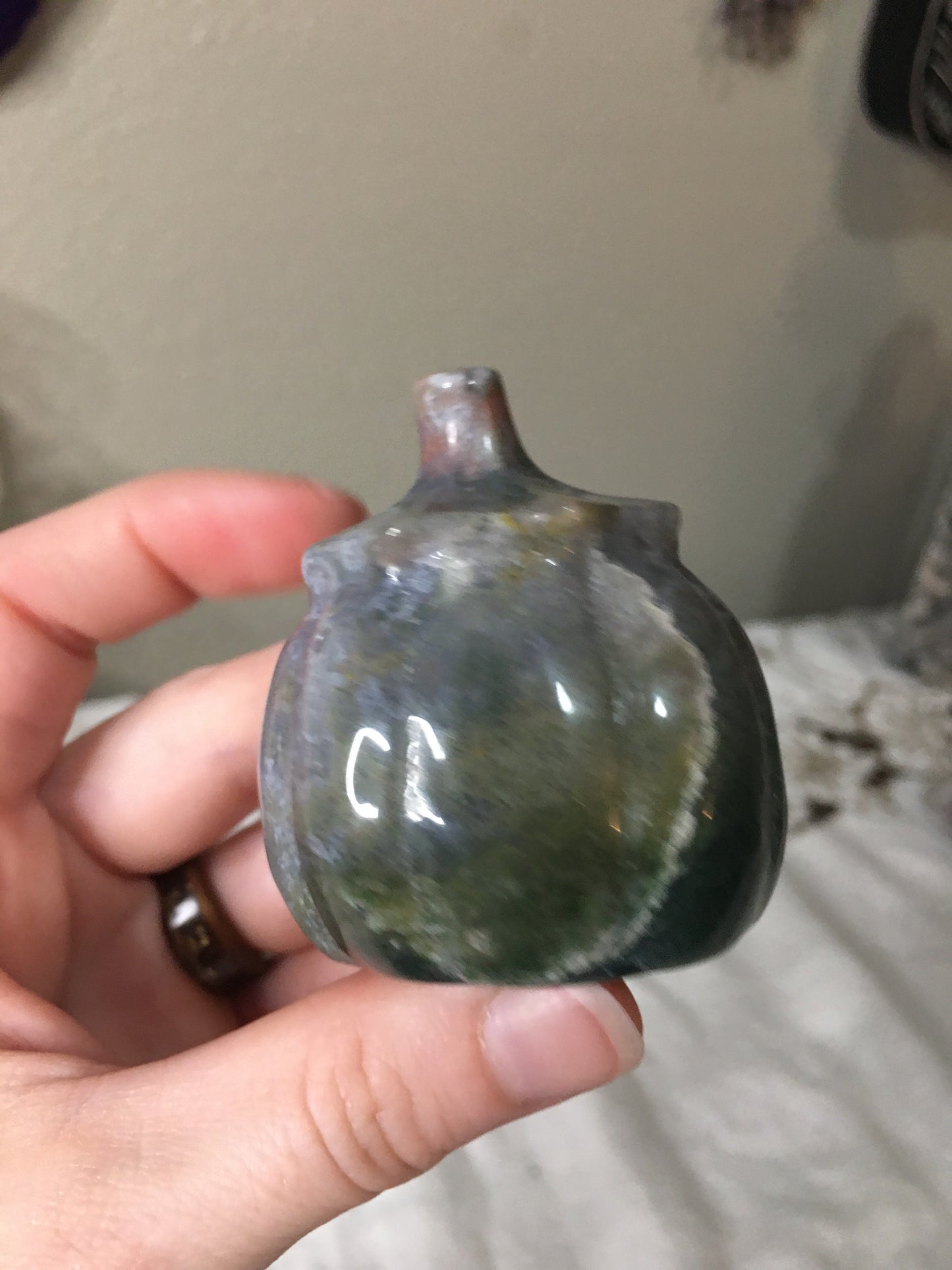 moss agate jack-o-lantern