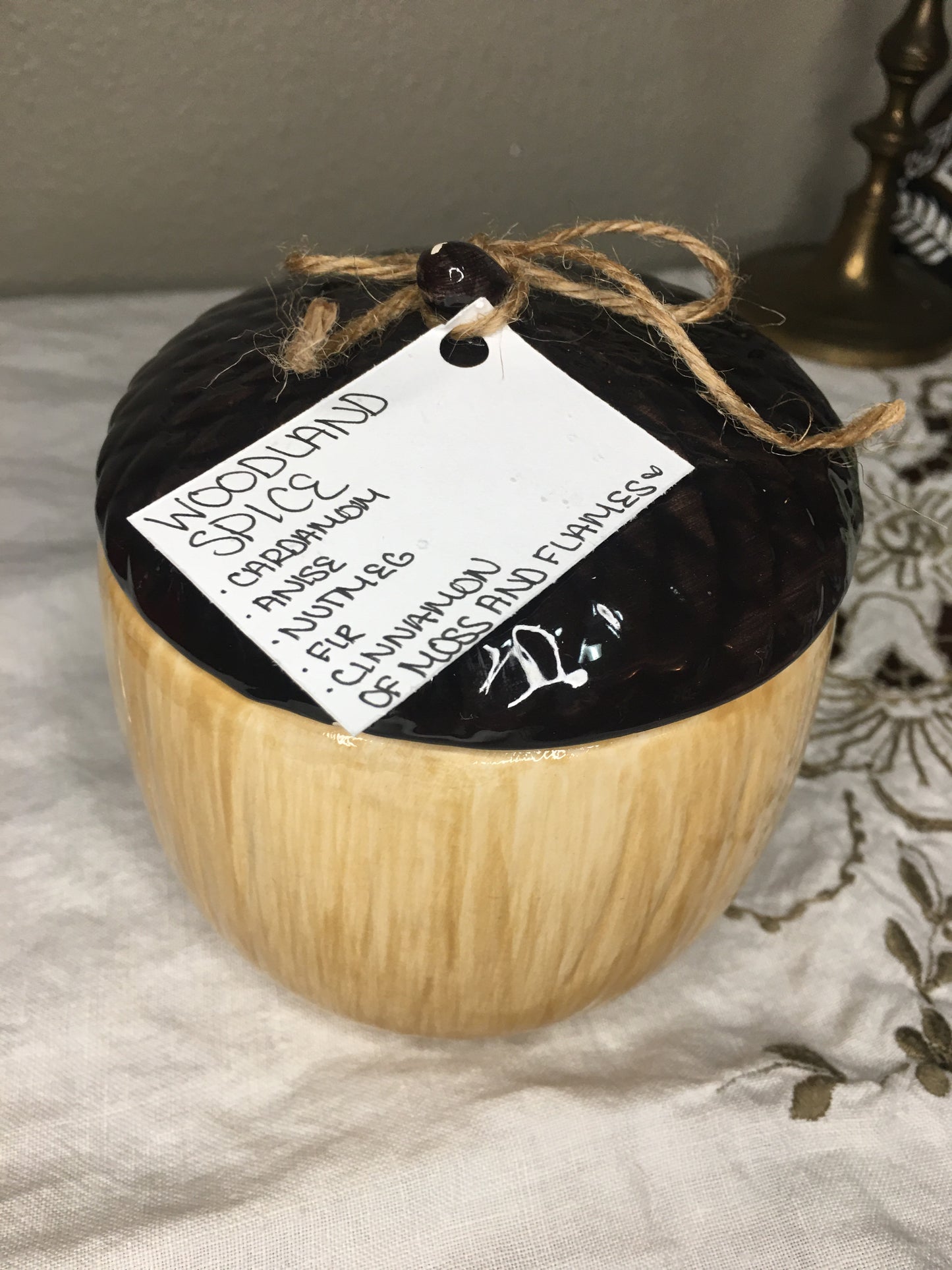 “woodland spice” acorn candle