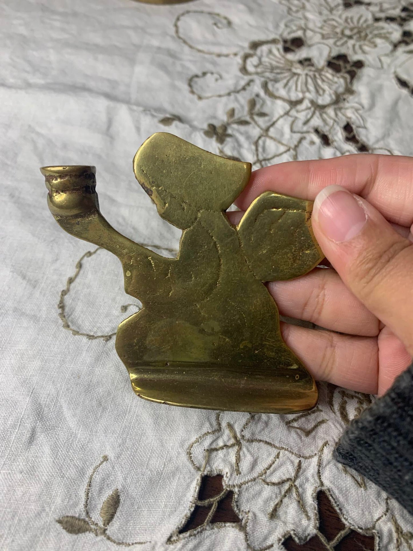 brass angel candle holder