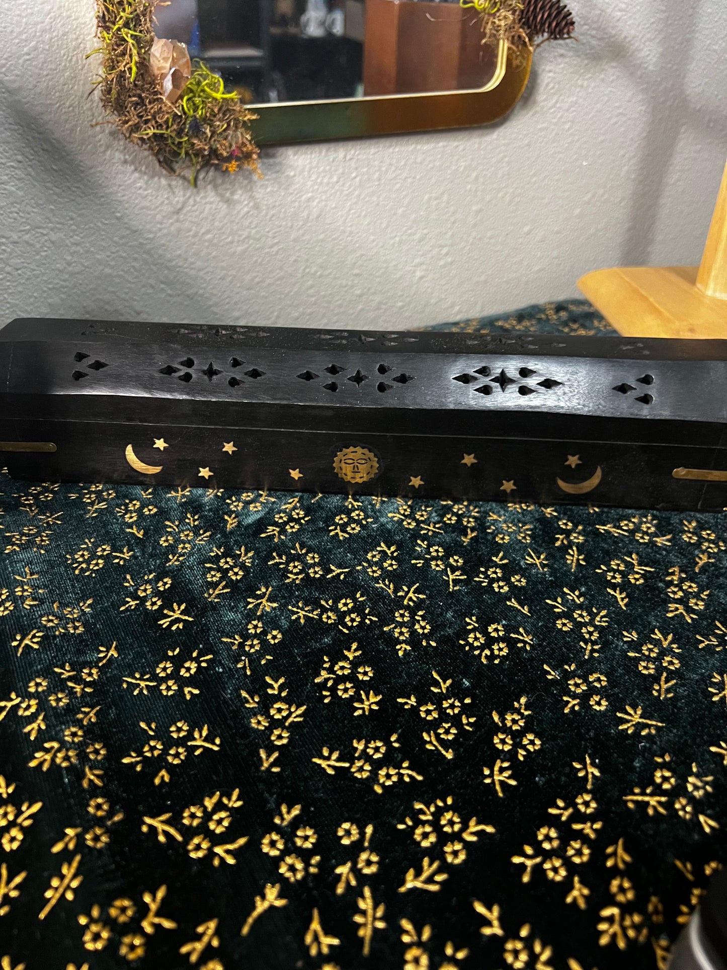 moon and sun wooden incense box