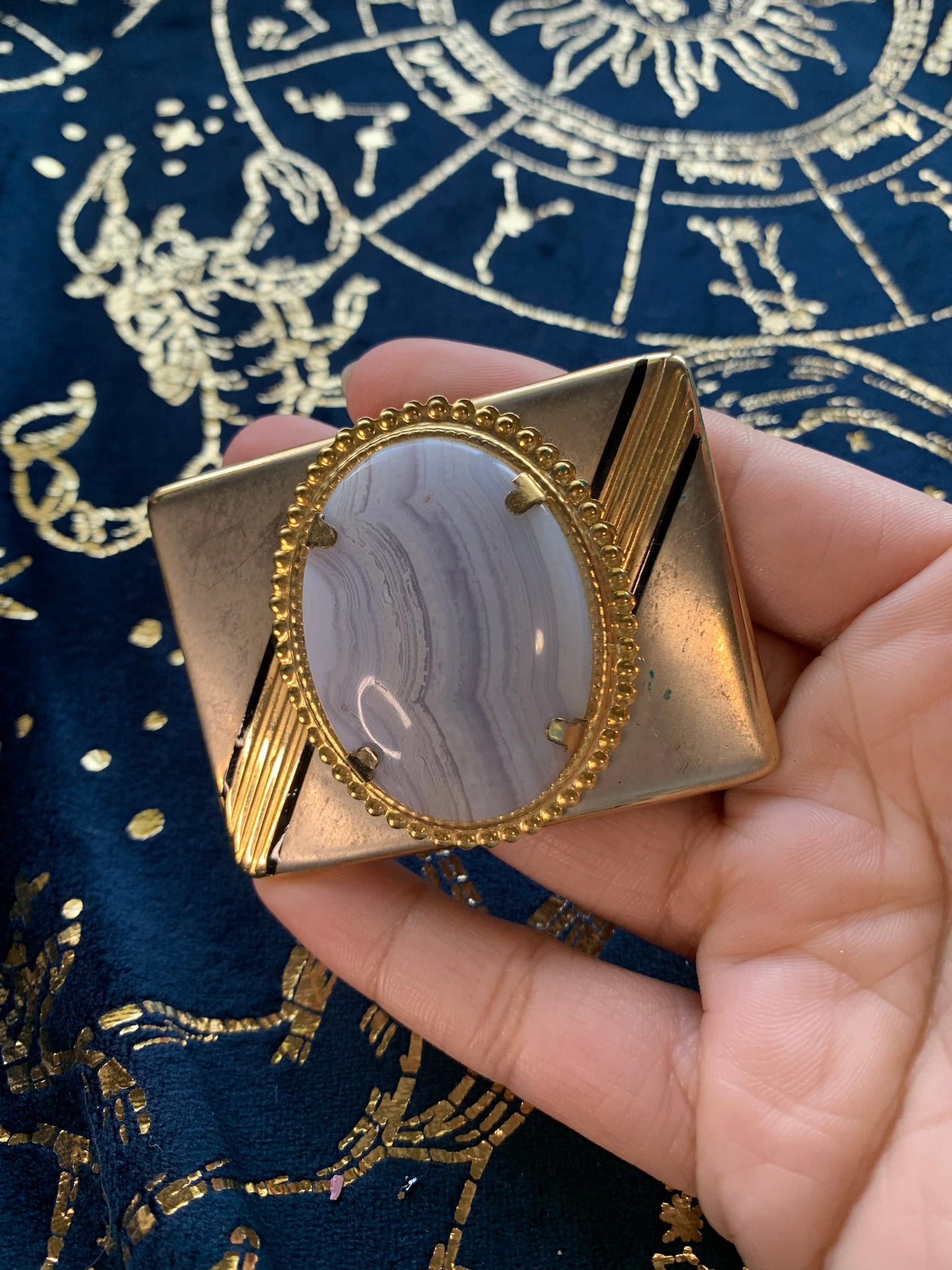 blue lace agate belt buckle