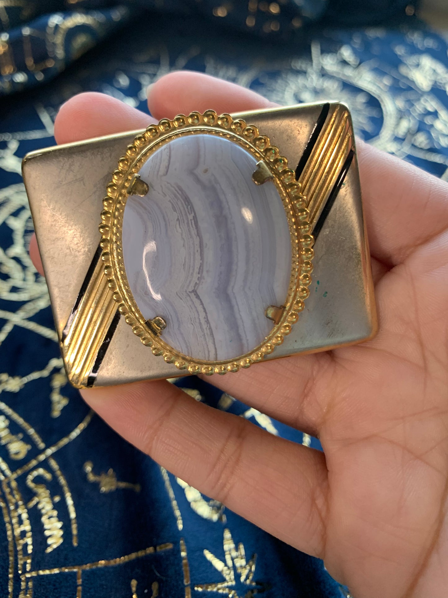 blue lace agate belt buckle