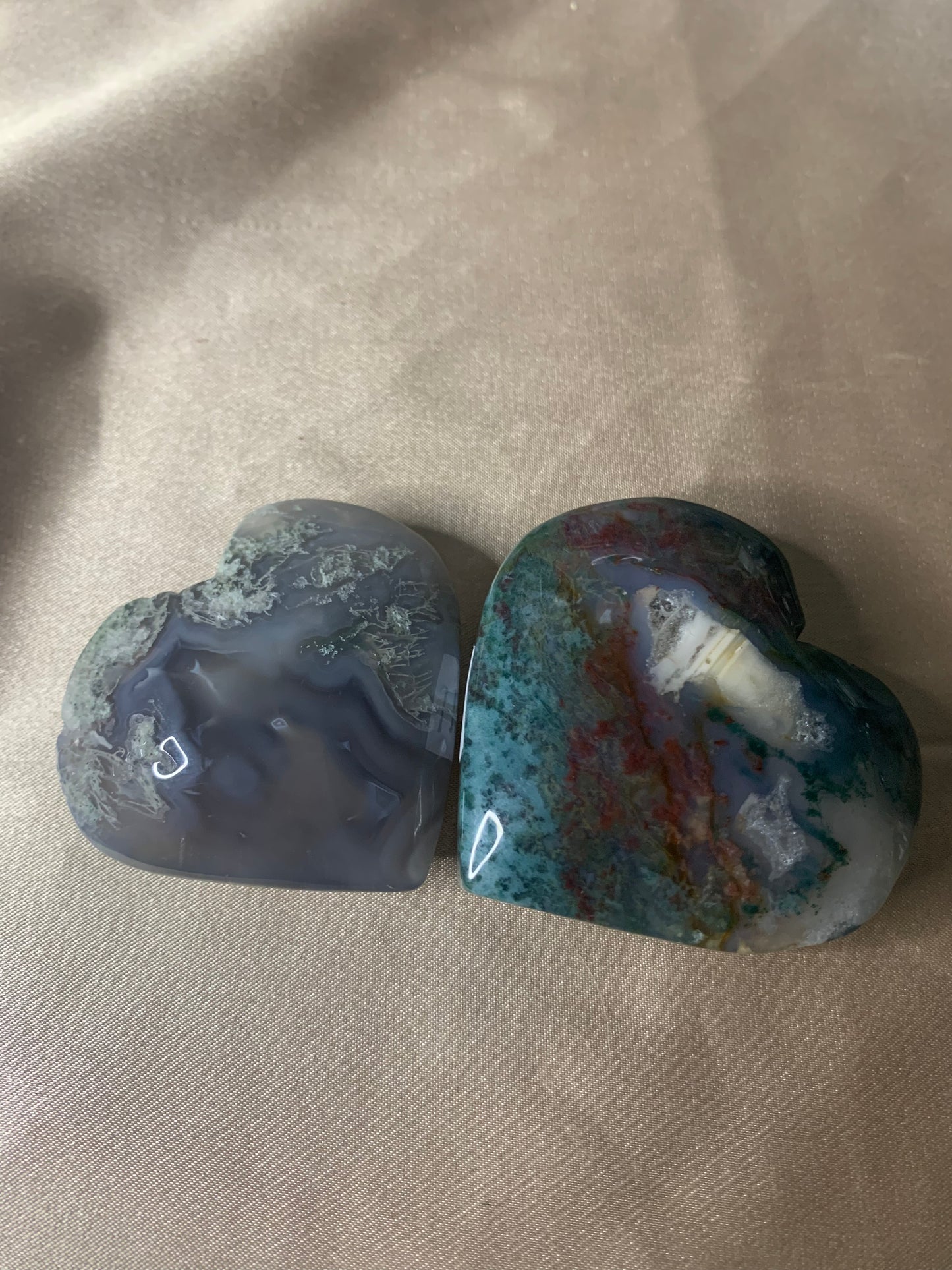 moss agate hearts