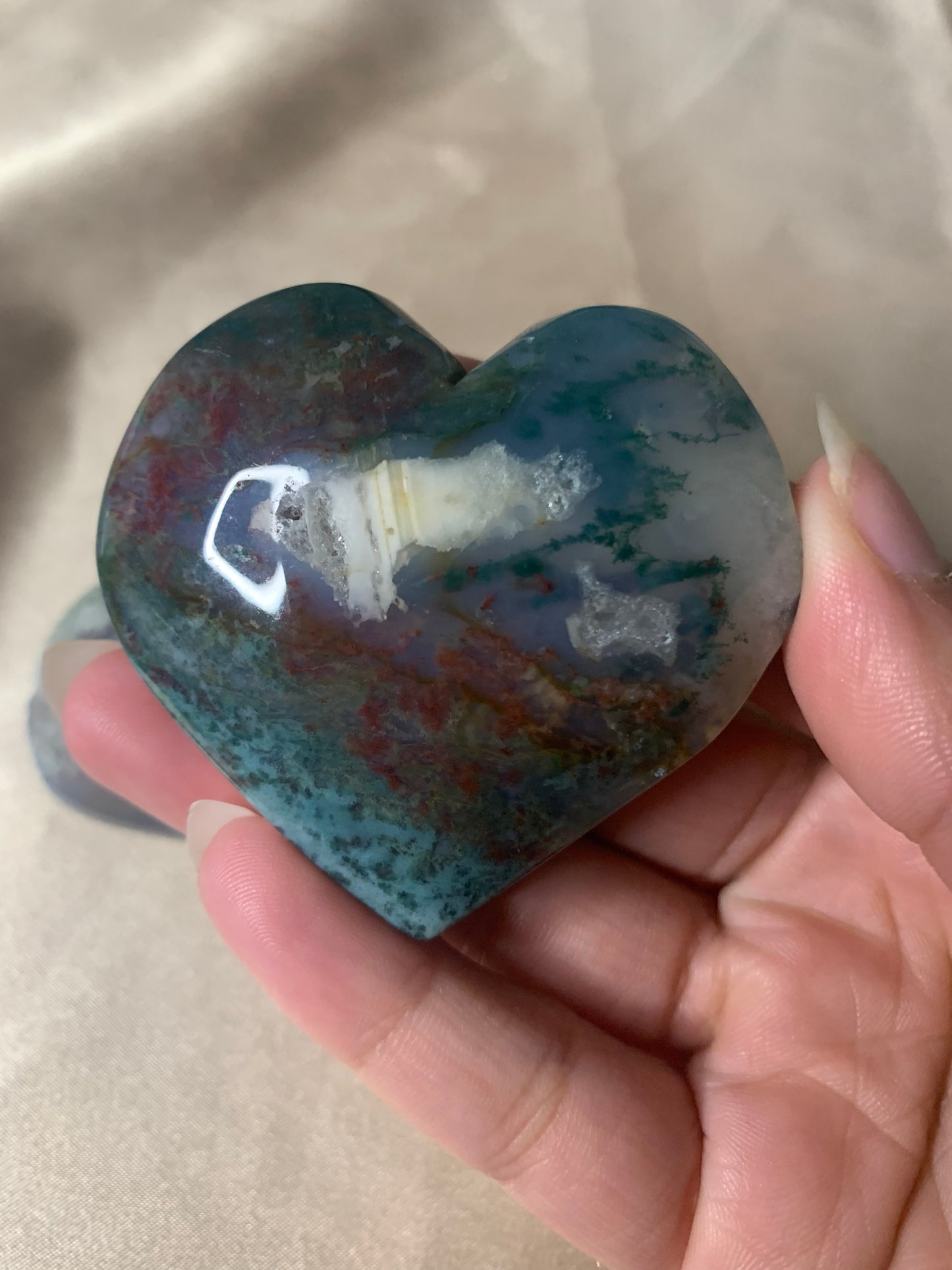 moss agate hearts