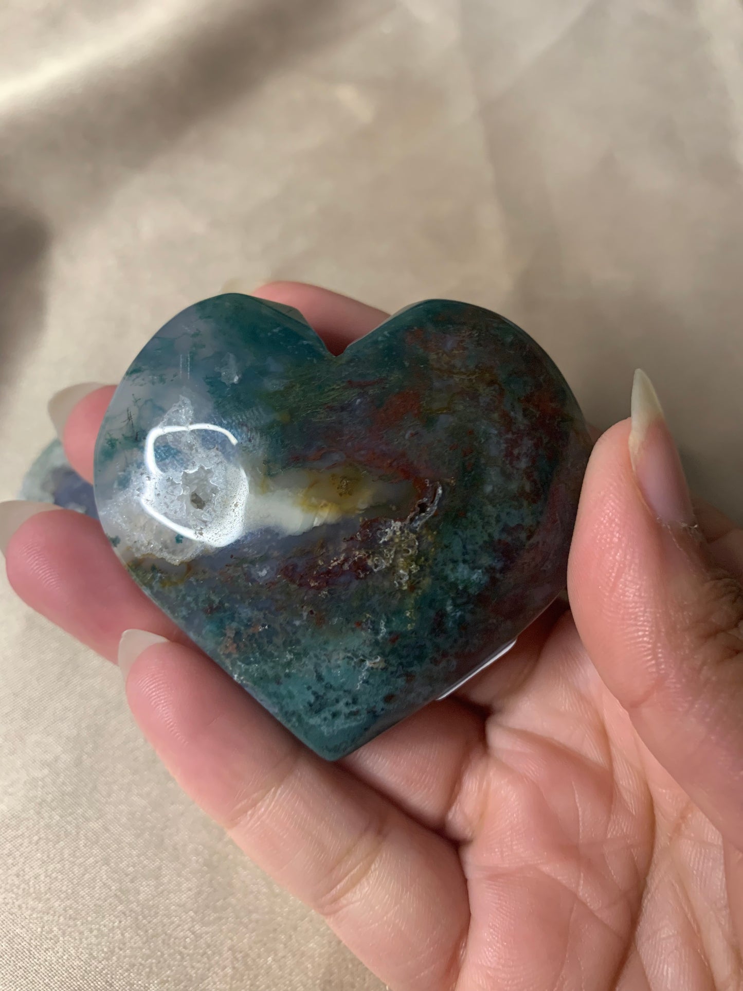 moss agate hearts