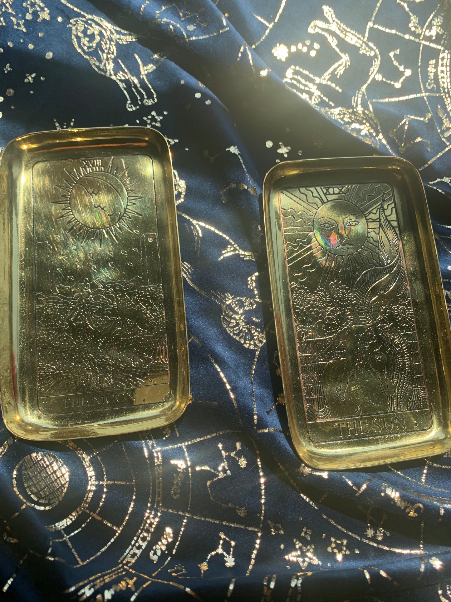 brass sun and moon trays